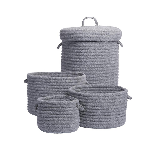 Dre Braided Wool 4-Piece Basket Set - Light Grey | Stylish Storage Solutions