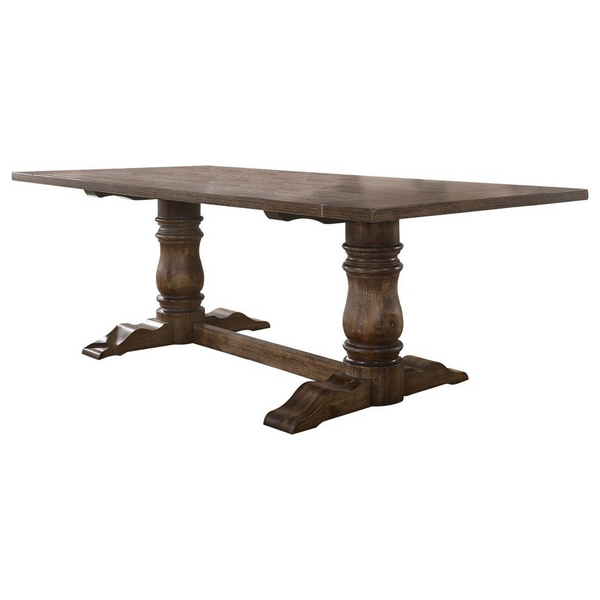 Best Master Ellen Solid Wood Dining Table - Antique Natural Oak Finish, Seats 8