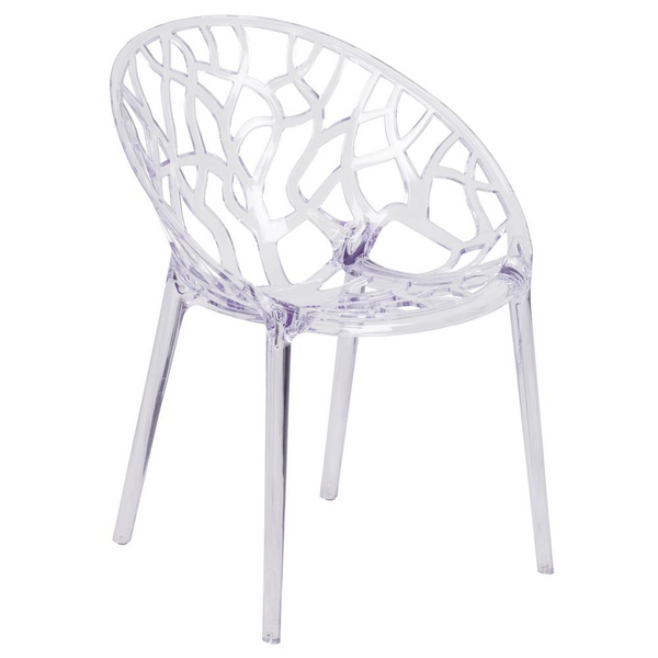 Elegant Transparent Stacking Side Chair - Modern Cut-Out Design for Indoor & Outdoor Use