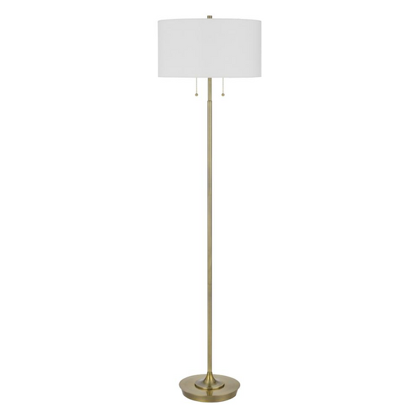 Kendal Metal Floor Lamp With Pull Chain Switch, Drum Fabric Shade - Elegant Lighting for Your Space