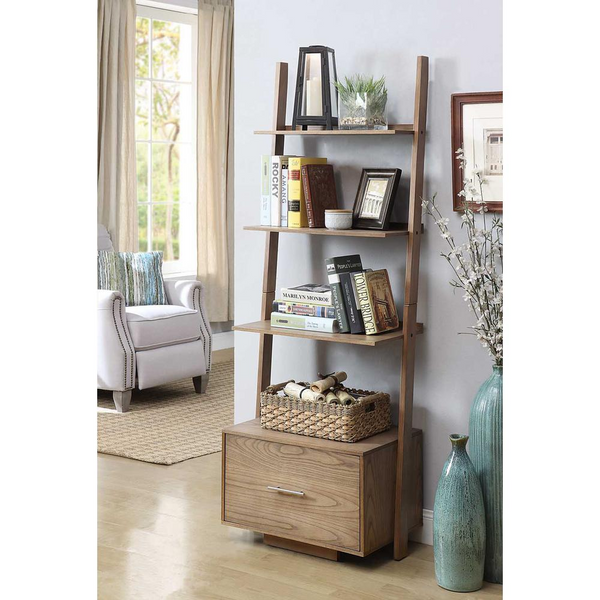 American Heritage Ladder Bookcase with File Drawer - Store and Organize Your Office Space