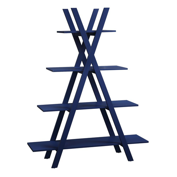 Oxford A Frame Bookshelf, Cobalt Blue - Stylish 4 Tier Open Shelving Unit