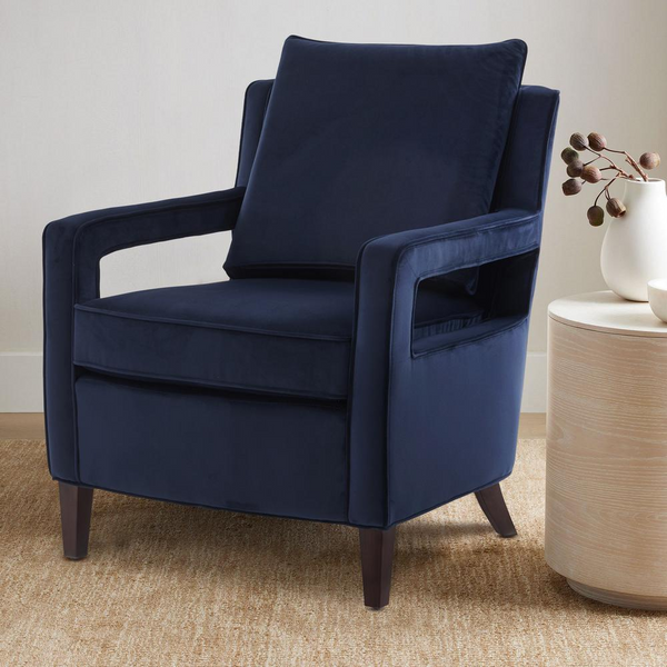 Questa Navy Blue Velvet Accent Arm Chair - Modern and Comfortable Seating