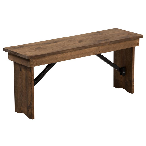 40'' x 12'' Antique Rustic Solid Pine Folding Farm Bench - Perfect for Entryways and Dining