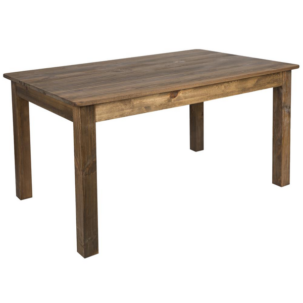 60" x 38" Rectangular Antique Rustic Solid Pine Farm Dining Table - Perfect for Family Gatherings