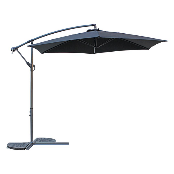 St. Kitts 10 Foot Cantilever Crank Umbrella, Black - Shade Your Outdoor Space with Style