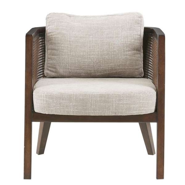 INK+IVY Sonia Mid-Century Accent Chair with Natural Cane Inset and Walnut Wood Finish