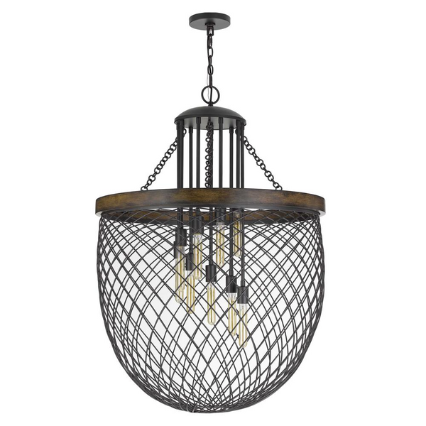 Marion Metal/Wood Mesh Shade Chandelier - Stylish Lighting Fixture