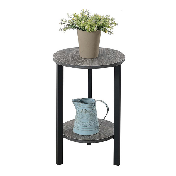 Graystone 24 inch 2 Tier Plant Stand, Weathered Gray/Black - Display Your Plants in Style