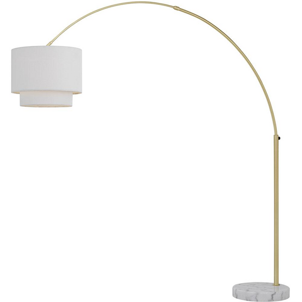 Arched Floor Lamp w/ Fabric Shade, Adjustable Height/Width, Contemporary Design