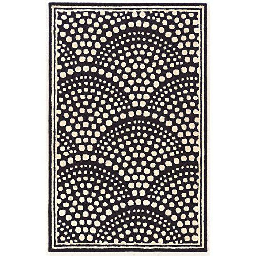 Aspire Wool Scallop Navy & White 5x8 Rug - Plush Handtufted Geometric Design