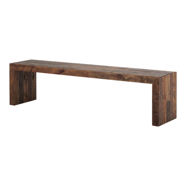 Vintage Large Bench in Light Brown - Rustic Solid Pine Wood Seating for Dining and Living Areas