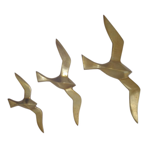 Marley Birds Wall Art Gold Set Of 3 - Elegant Aluminum Bird Sculptures for Home Decor