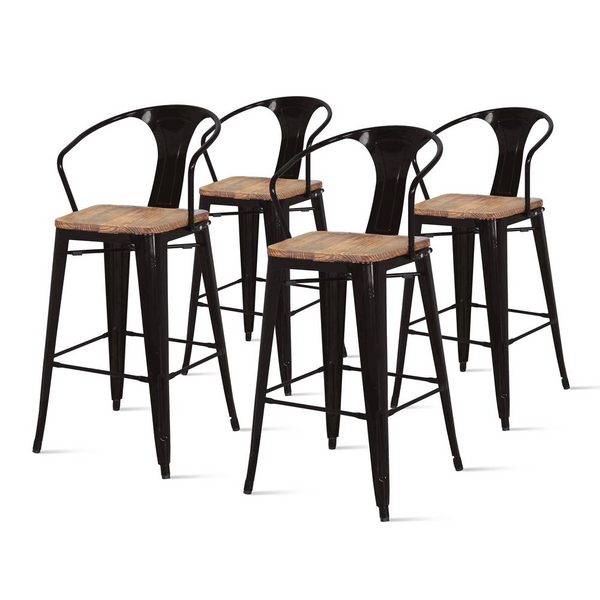 Metropolis Metal Bar Stool, (Set of 4) - Retro Flair for Your Dining Area