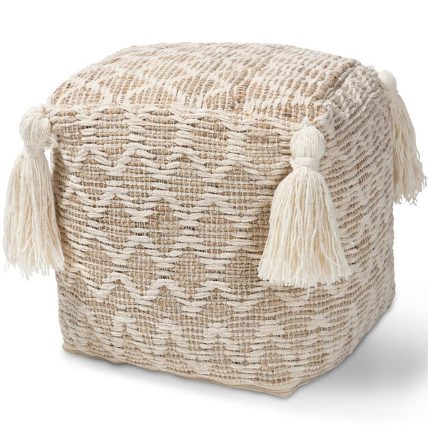 Hemp Pouf Ottoman - Handwoven Bohemian Chic Seating & Decor