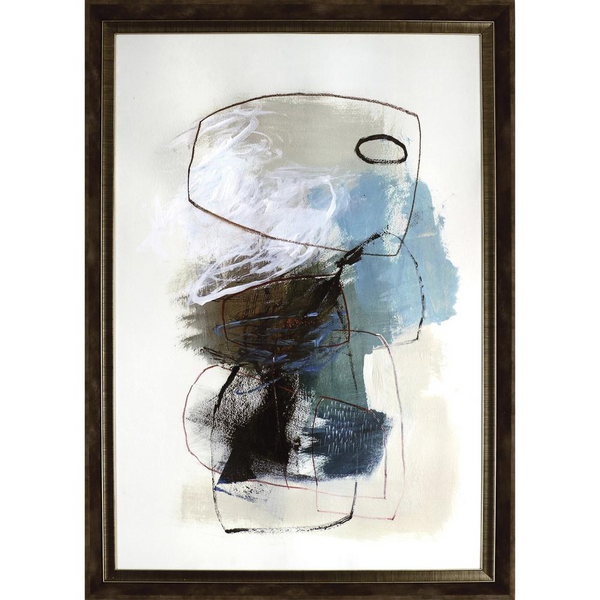 Lorell In The Middle I Framed Abstract Art - Aqua, 27.50" x 39.50"