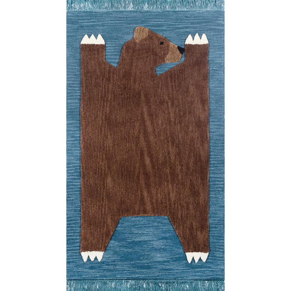 Contemporary Rectangle Area Rug, Navy, 4' X 6' - Playful and Durable | Atticus Collection