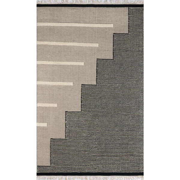 Contemporary Rectangle Area Rug, Black, 5' X 7'6" - Textured Design, Bold Colors | YourStore