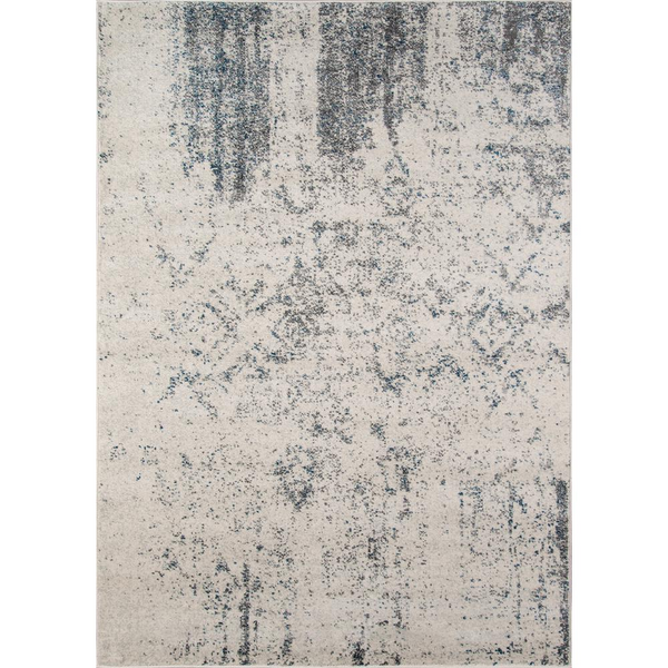 Transitional Rectangle Area Rug, Ivory, 5'3" X 7'6" - Modern Striated Pattern, Soft Polypropylene Fibers