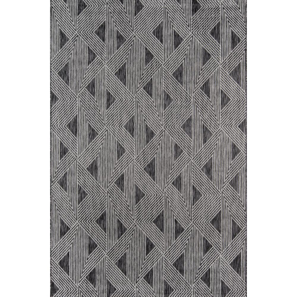 Contemporary Rectangle Area Rug, Charcoal, 9'3" X 12'6" - Modern Indoor/Outdoor Floor Covering