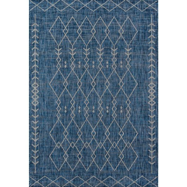 Contemporary Rectangle Area Rug, Blue, 3'11" X 5'7" - Modern Indoor/Outdoor Rug with Geometric Pattern