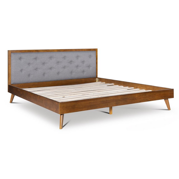 Reid Mid Century Grey Platform King Bed - Stylish and Elegant Design