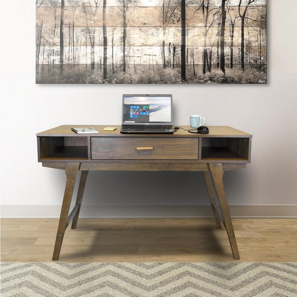 Mid Century Desk with One Drawer and Sturdy Legs