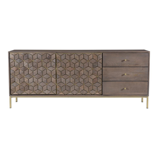 Corolla Sideboard | Beautiful Cubic Patterns and Brass Metal Finish