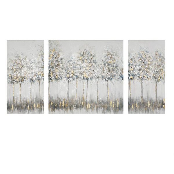 Madison Park Blue Midst Forest Printed Canvas 3 Piece Set with Gold Foil Detailing