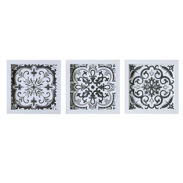 Distressed Black and White Medallion Tile 3-piece Wall Decor Set - Artist Z Studio