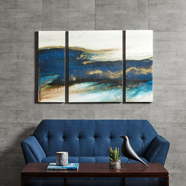 INK+IVY Rolling Waves Gel Coated Canvas 3 Piece Set