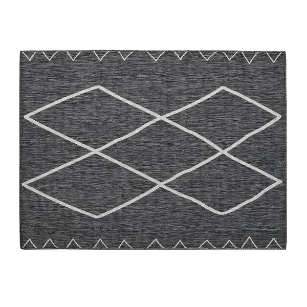 Madison Park Darya Moroccan Indoor/Outdoor Rug - Geometric Grey and White Pattern