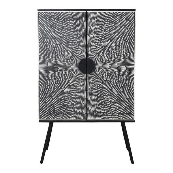 Sunburst Wine Cabinet Black - Elegant Contemporary Modern Storage for Your Wine Collection