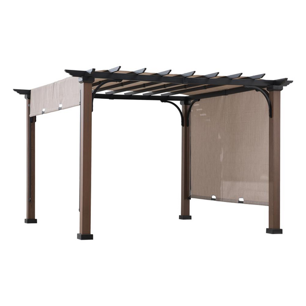 Sunjoy 11 x 11 ft Metal Pergola with Adjustable Tan Garden Shade