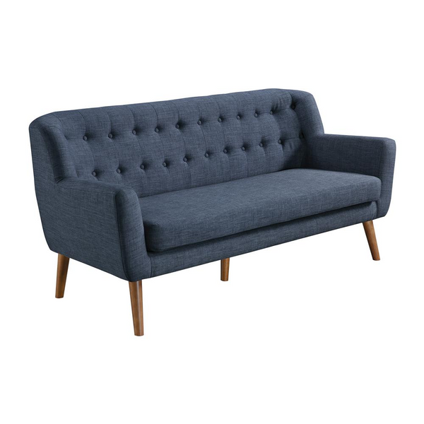 Mill Lane Mid-Century Modern 68” Tufted Sofa in Navy Fabric - Stylish, Comfortable & Durable