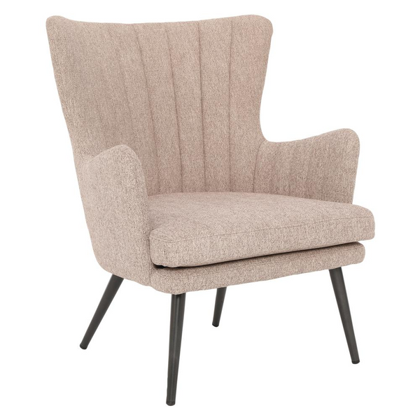 Jenson Accent Chair with Cappuccino Fabric and Grey Legs | Trendy Mid-Century Modern Design