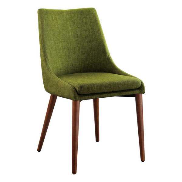 Palmer Mid-Century Modern Fabric Dining Accent Chair in Green Fabric Set of 2