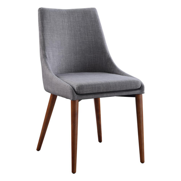 Palmer Mid-Century Modern Fabric Dining Accent Chair in Dove Fabric 2 Pack