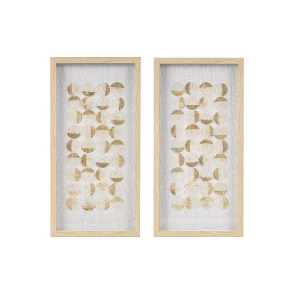 Natural Capiz with Gold Foil 2-piece Shadowbox Wall Decor Set