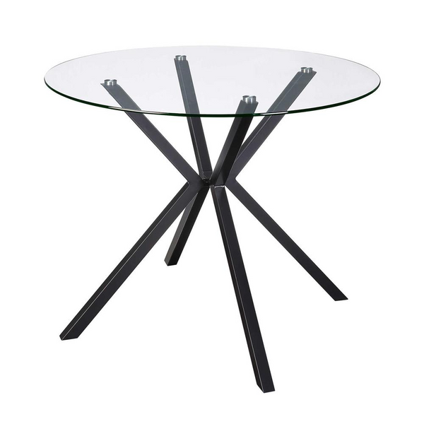 Charles Round Glass Table with Black Metal Legs | Elegant Dining & Office Furniture