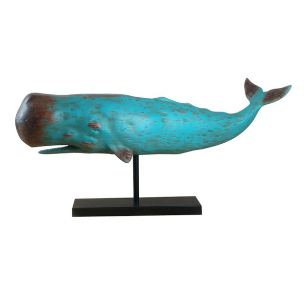 Blue Whale on Metal Base | Elegant Home Décor Piece | Handcrafted Art