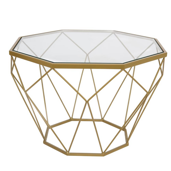 Malibu Modern Octagon Glass Top Coffee Table With Chrome Base