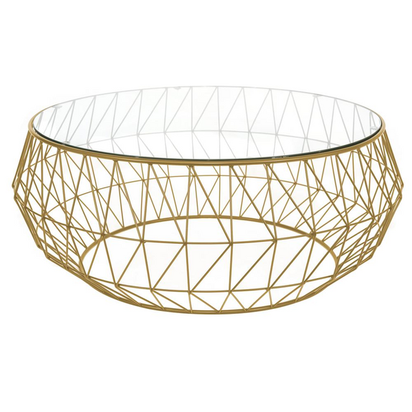 Malibu Modern Round Glass Top Coffee Table With Metal Base