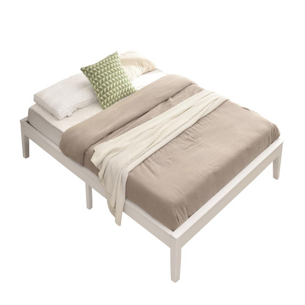 Better Home Stella Solid Pine Wood Twin Platform Bed Frame in White