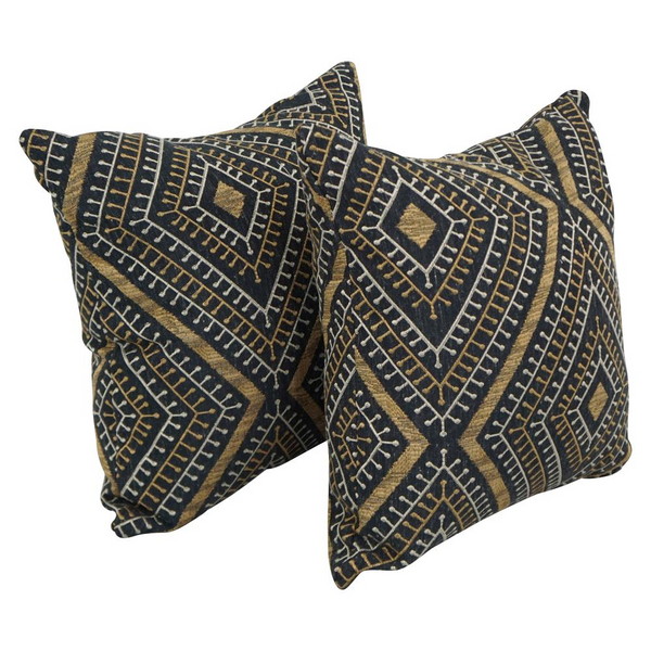 Set of 2 - 17-inch Jacquard Throw Pillows with Inserts - Decorative Tapestry Fabric Cushions for Home Décor