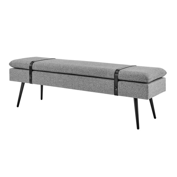 Zuney Fabric Bench - Retro Elegance and Function | Princeton Gray