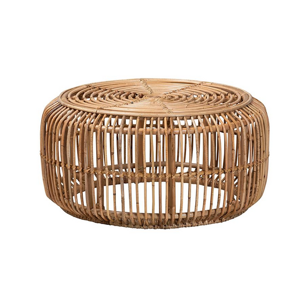 Aliane Modern Bohemian Natural Brown Antique Rattan Coffee Table