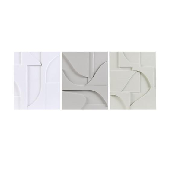 Geometric MDF Wood Carved Wall Decor 3 Piece Set - Contemporary Art for Modern Homes