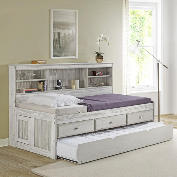 Solid Pine Twin Daybed with Storage Drawers & Trundle - Light Ash | OS Home and Office Furniture