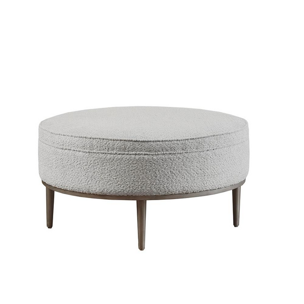 Upholstered Round Cocktail Ottoman with Metal Base 34" Dia, 34x34, Grey